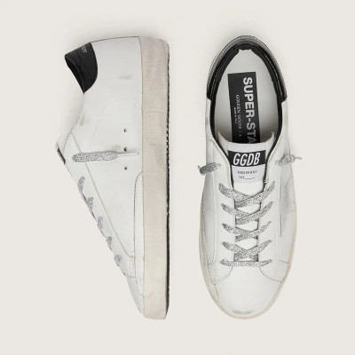 Golden Goose Super-Star With White Suede Star And Black Croc-Print Leather Heel Tab Golden Goose Super-Star With White Suede Star And Black Croc-Print Leather Heel Tab