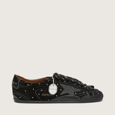 Golden Goose True-Star In Black Suede With Swarovski Crystals And Black Leather Star Golden Goose True-Star In Black Suede With Swarovski Crystals And Black Leather Star