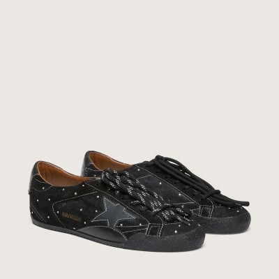 Golden Goose True-Star In Black Suede With Swarovski Crystals And Black Leather Star Golden Goose True-Star In Black Suede With Swarovski Crystals And Black Leather Star