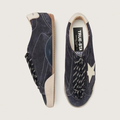 Golden Goose True-Star In Dark Blue Suede With White Nappa Leather Star And Heel Tab Golden Goose True-Star In Dark Blue Suede With White Nappa Leather Star And Heel Tab