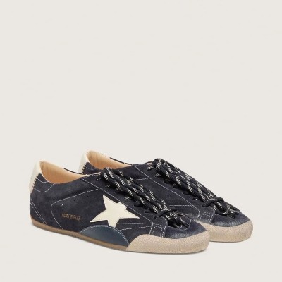 Golden Goose True-Star In Dark Blue Suede With White Nappa Leather Star And Heel Tab Golden Goose True-Star In Dark Blue Suede With White Nappa Leather Star And Heel Tab