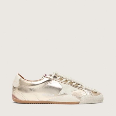 Golden Goose True-Star In Metallic Platinum Leather With Light Gray Suede Star Golden Goose True-Star In Metallic Platinum Leather With Light Gray Suede Star