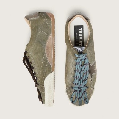 Golden Goose True-Star In Olive Suede With Gold Star Golden Goose True-Star In Olive Suede With Gold Star