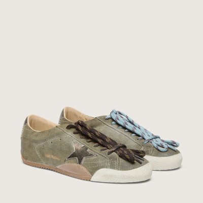 Golden Goose True-Star In Olive Suede With Gold Star Golden Goose True-Star In Olive Suede With Gold Star