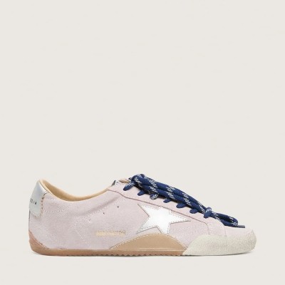 Golden Goose True-Star In Pastel Pink Suede With Silver Star And Heel Tab