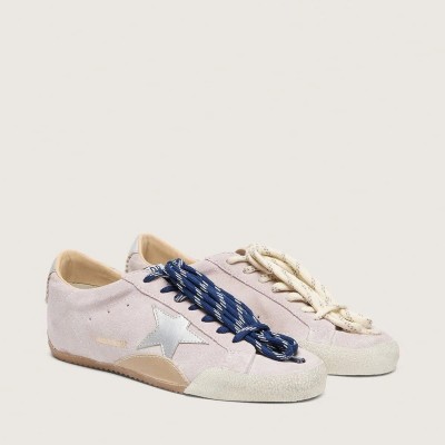 Golden Goose True-Star In Pastel Pink Suede With Silver Star And Heel Tab Golden Goose True-Star In Pastel Pink Suede With Silver Star And Heel Tab