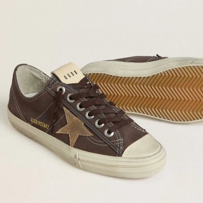 Golden Goose V-Star In Brown Nubuck With Tobacco-Colored Suede Star Golden Goose V-Star In Brown Nubuck With Tobacco-Colored Suede Star