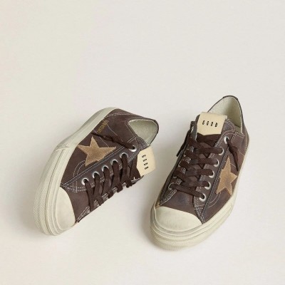 Golden Goose V-Star In Brown Nubuck With Tobacco-Colored Suede Star Golden Goose V-Star In Brown Nubuck With Tobacco-Colored Suede Star