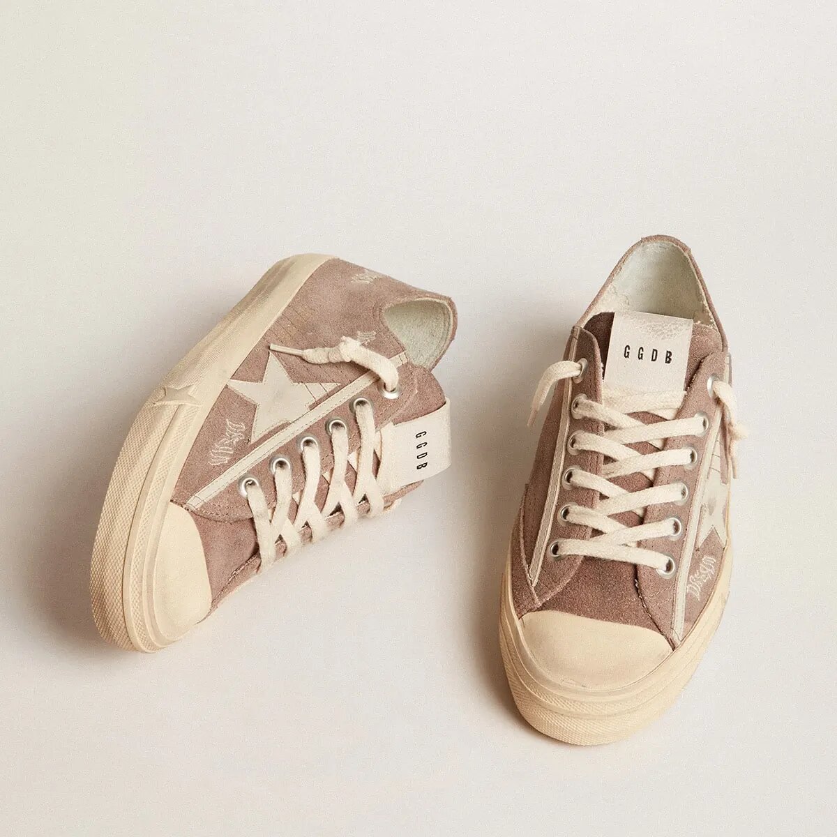Golden Goose V-Star In Dove-Gray Suede With Light Gray Leather Star Golden Goose V-Star In Dove-Gray Suede With Light Gray Leather Star