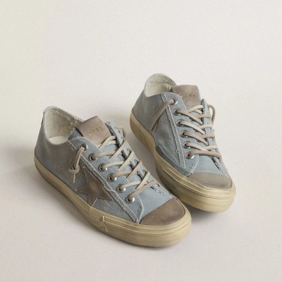 Golden Goose V-Star In Light Blue Canvas With Dove-Gray Leather Star Golden Goose V-Star In Light Blue Canvas With Dove-Gray Leather Star