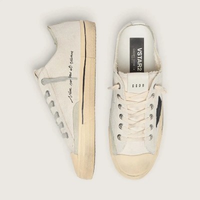 Golden Goose V-Star With Black Suede Star And Embroidered Lettering Golden Goose V-Star With Black Suede Star And Embroidered Lettering