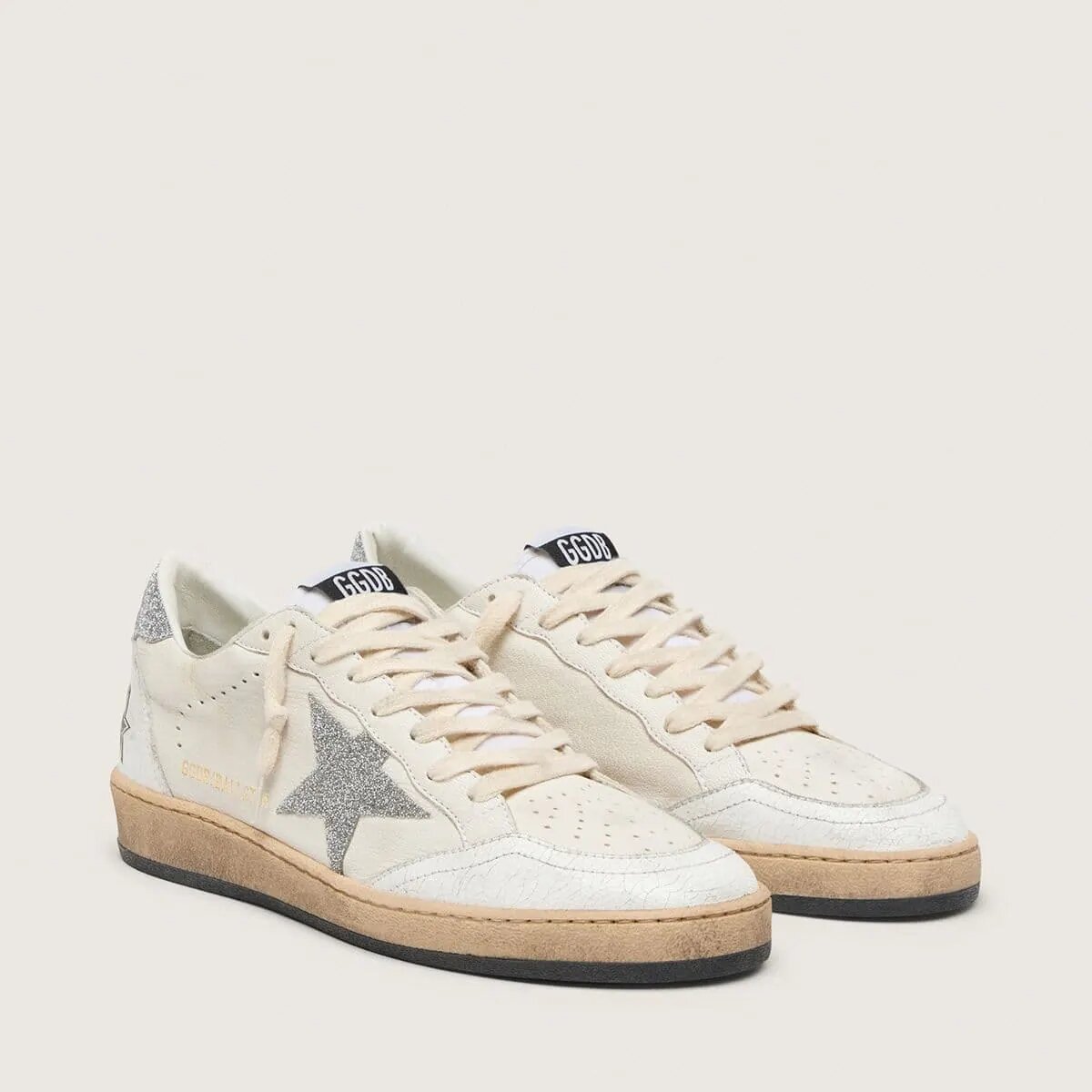 Golden Goose White Ball Star With A Swarovski Crystal Star And Heel Tab Golden Goose White Ball Star With A Swarovski Crystal Star And Heel Tab