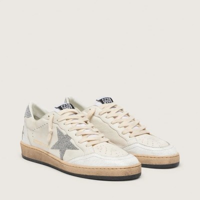 Golden Goose White Ball Star With A Swarovski Crystal Star And Heel Tab Golden Goose White Ball Star With A Swarovski Crystal Star And Heel Tab